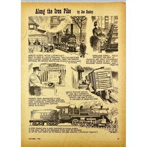 Railroad Magazine "Pen & Ink Drawings of Railroad History" Vintage Print 1956